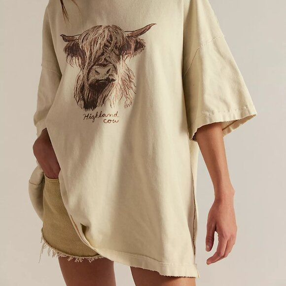 Free People Tops - *SOLD* We The Free Farm Friends Tee Highland Cow